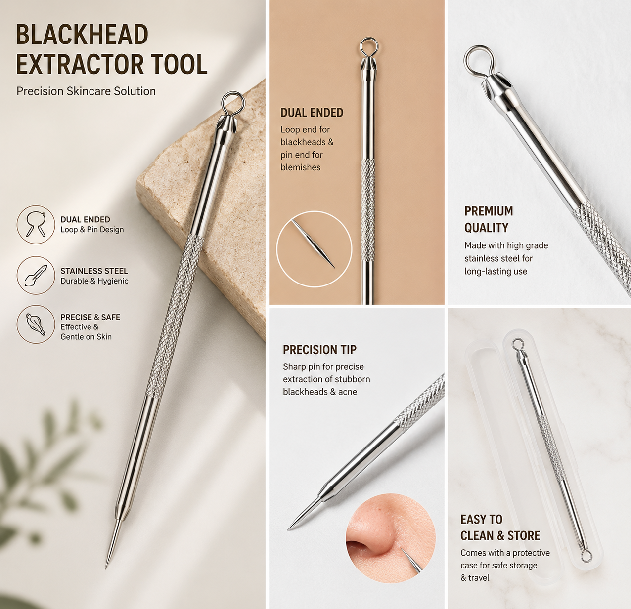Stainless Steel Blackhead Extractor Tool