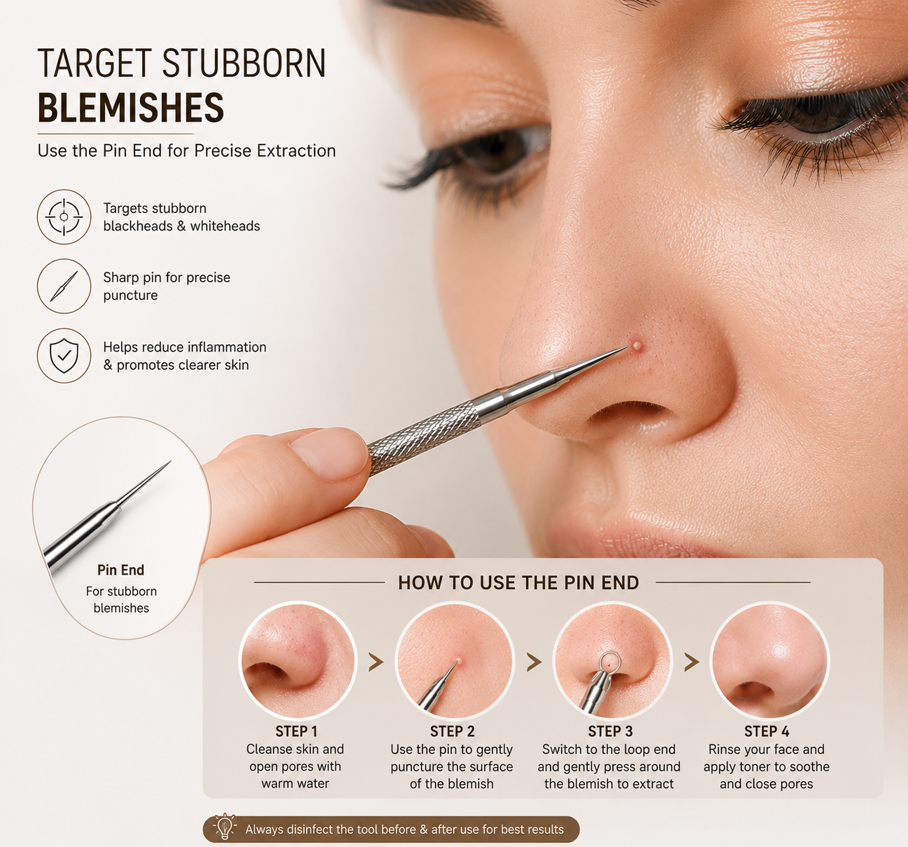 Stainless Steel Blackhead Extractor Tool